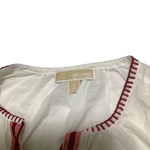 Michael Kors Top Sz Small White Cinnabar Aztec Red - Picture 6 of 11